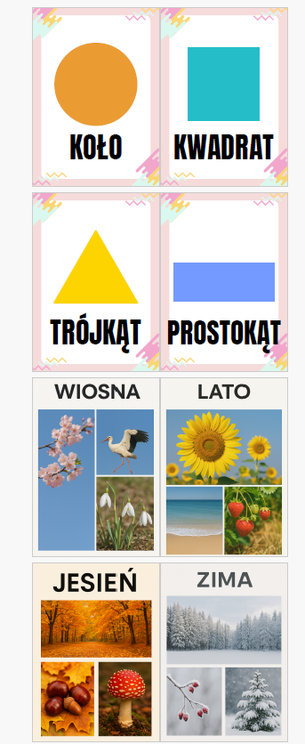 Plansze edukacyjne – figury geometryczne i pory roku PDF do druku - obrazek 2