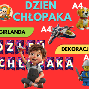 Dekoracje na Dzień Chłopaka – Girlanda i dekoracje A4 do Druku