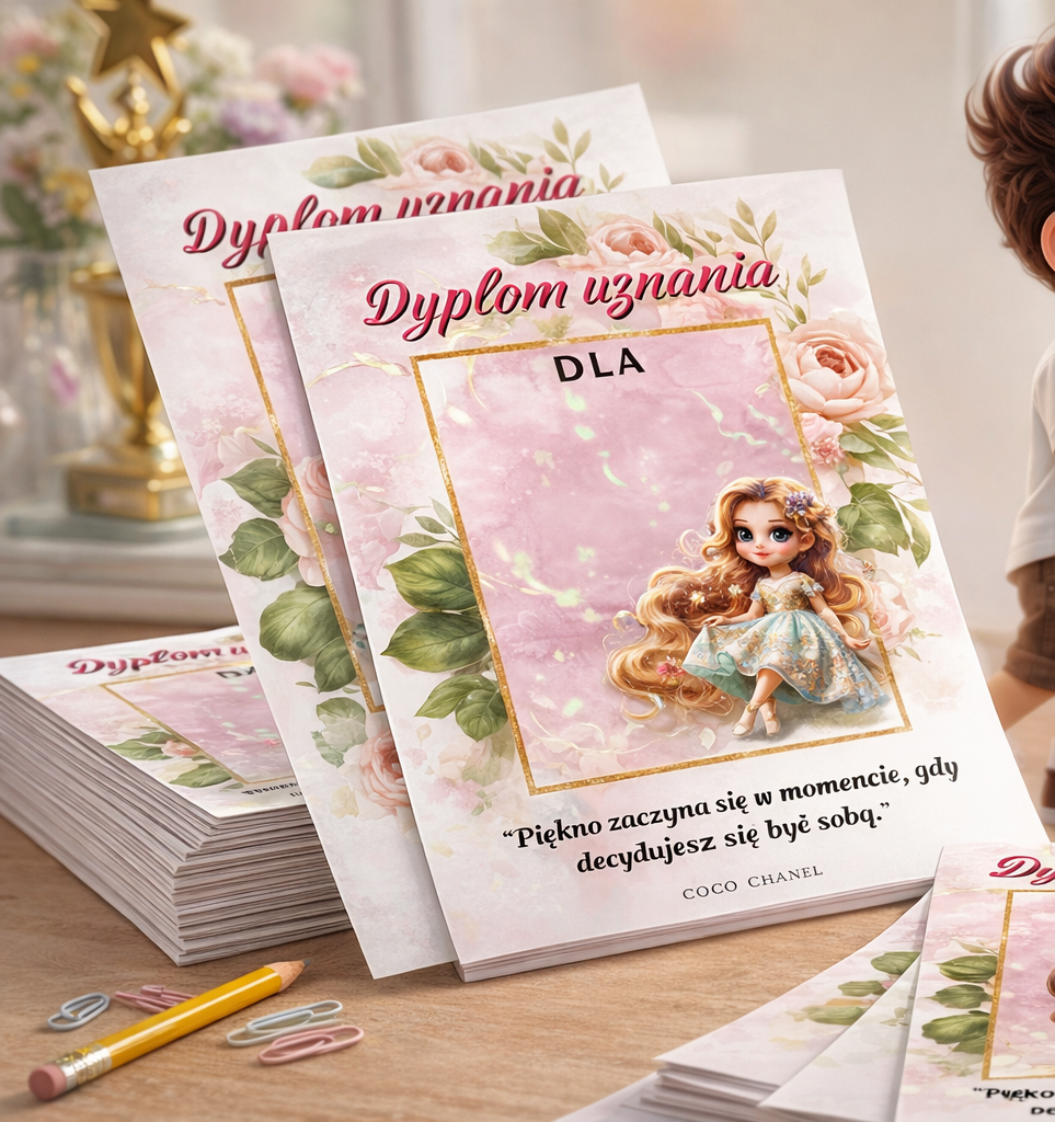 Dyplomy uznania na Dzień Kobiet PDF wzór z cytatem Coco Chanel