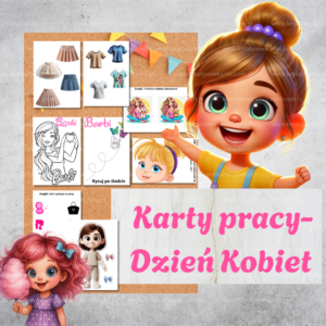 Karty pracy na Dzień Kobiet PDF zadania dla dzieci przedszkole wycinanki kokardki