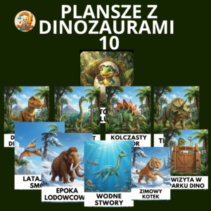 Plansze z dinozaurami zestaw edukacyjny do druku PDF