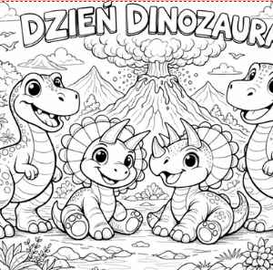 Dzień Dinozaura kolorowanka XXL – Darmowy Wulkan
