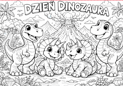Dzień Dinozaura kolorowanka XXL – Darmowy Wulkan