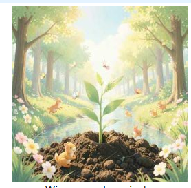 Uśmiechnięte dzieci śpiewają piosenkę o wiośnie w ogrodzie