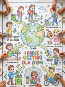 kolorowanka edukacyjna dla dzieci ekologia dobre uczynki