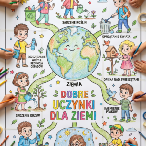 kolorowanka edukacyjna dla dzieci ekologia dobre uczynki