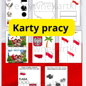 Materiały na maj, karty pracy o symbolach narodowych, flaga i godło Polski zadania PDF, edukacja patriotyczna dla przedszkolaków