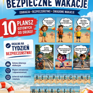 plansze edukacyjne bezpieczne wakacje