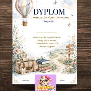 dyplom ukończenia klasy pierwszej podróż balon
