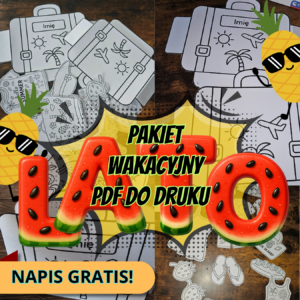 pakiet wakacyjny do druku lato walizki wycinanki
