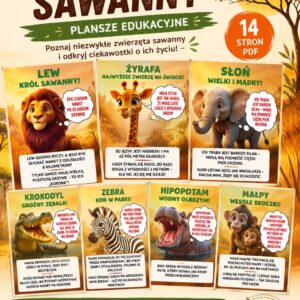 Zwierzęta sawanny – plansze edukacyjne PDF