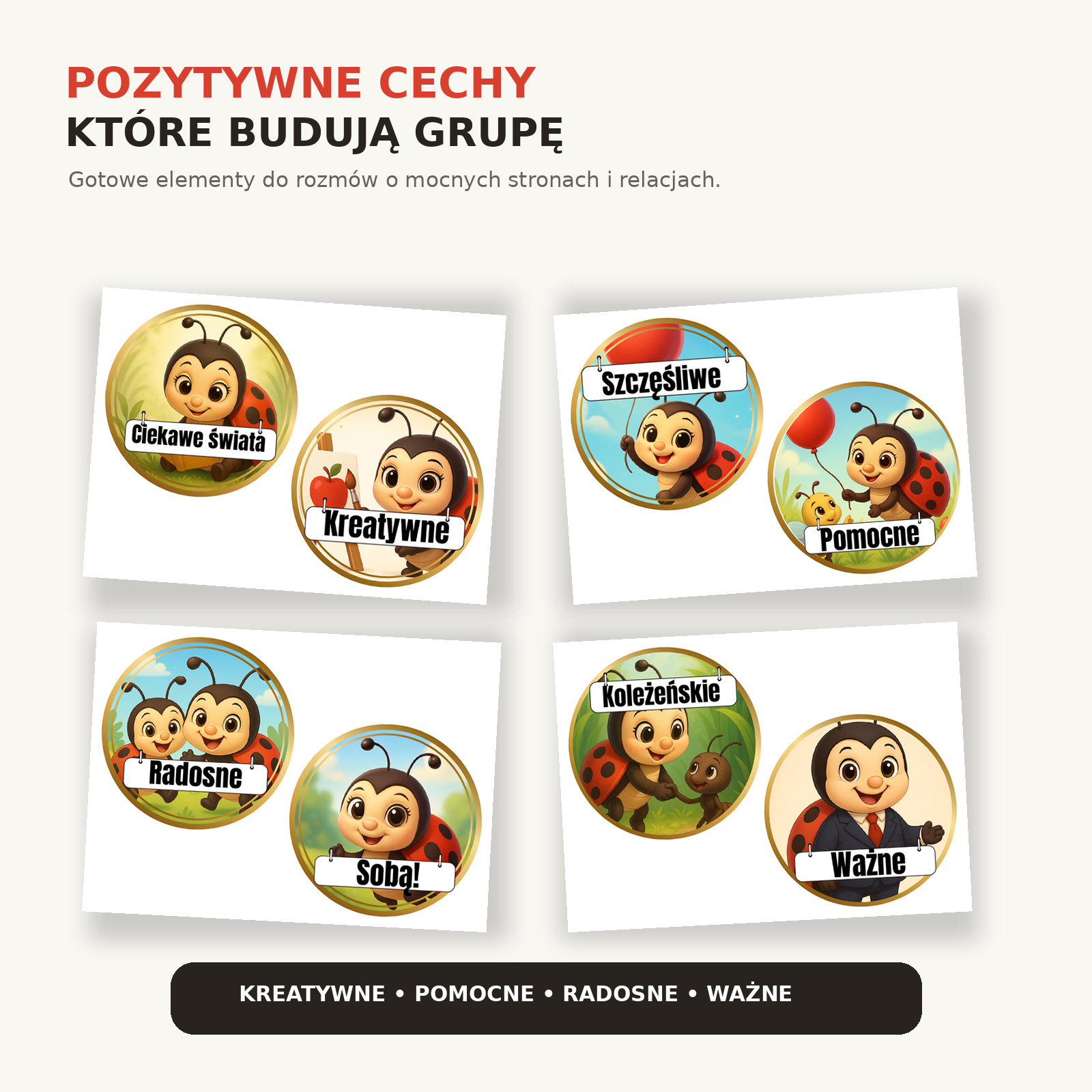 W tej grupie dzieci są – pozytywne cechy dzieci z motywem biedronek