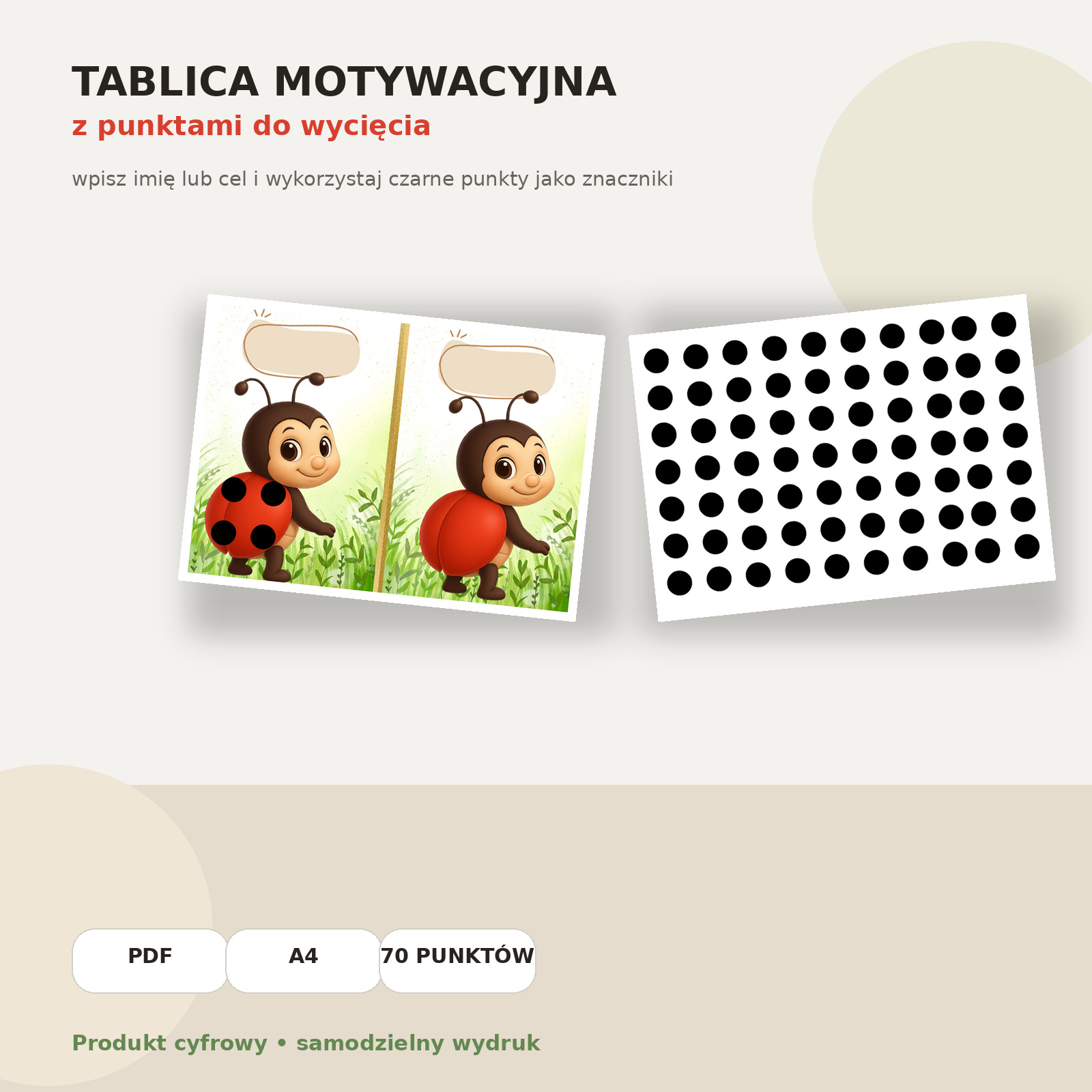 Tablica motywacyjna Biedronki – dwie tablice i 70 punktów do wycięcia