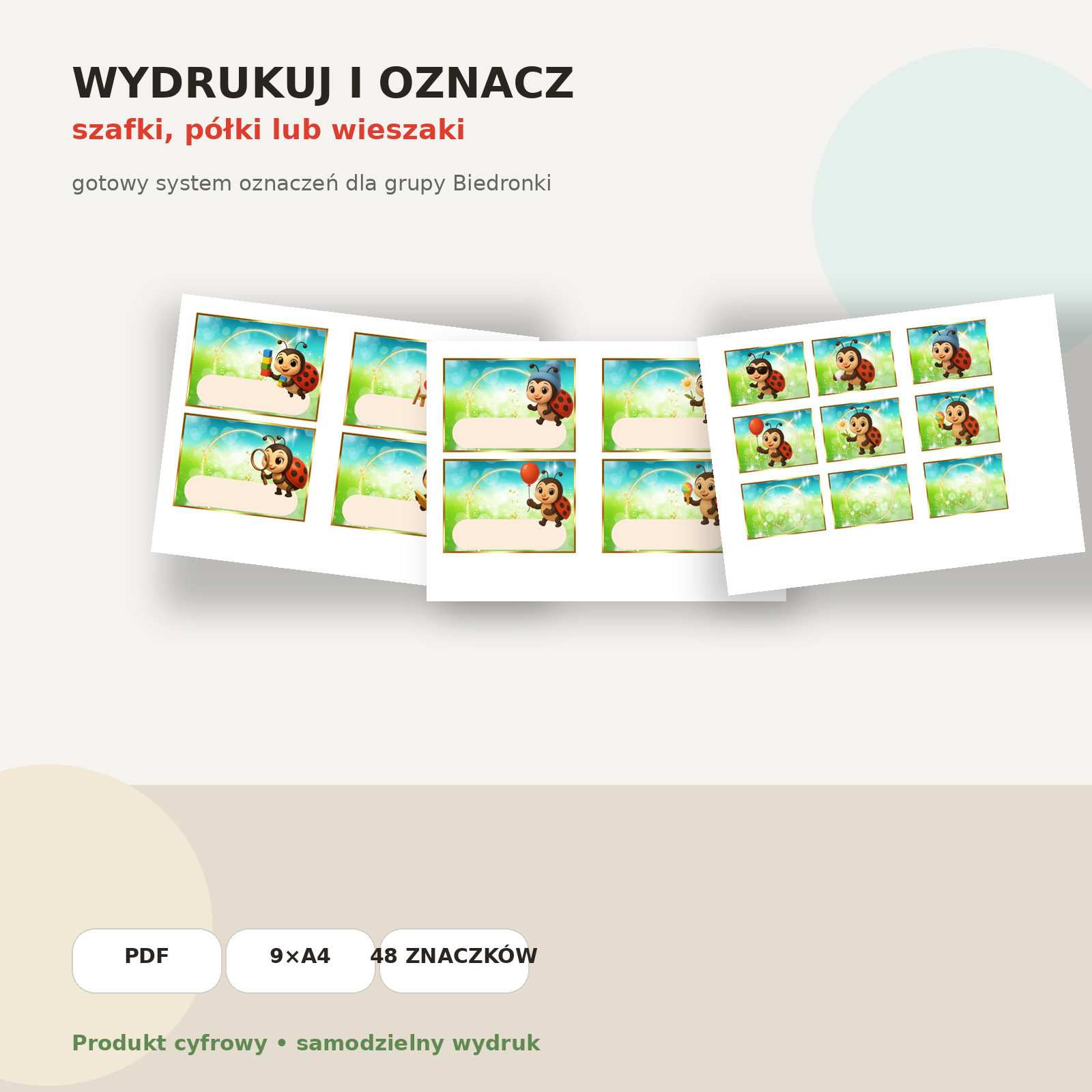 Znaczki na szafki biedronki – oznaczenia do szafek, półek i wieszaków