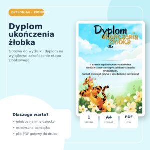 Dyplom ukończenia żłobka do druku A4 pionowy – okładka produktu