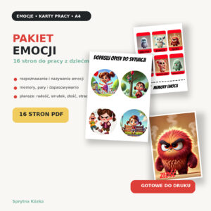 Emocje dla dzieci karty pracy – pakiet 16 stron A4