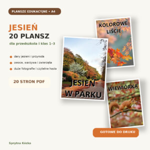 Plansze jesienne dla dzieci – 20 plansz edukacyjnych A4