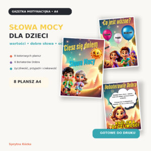 Gazetka motywacyjna do przedszkola – Słowa Mocy, 8 plansz A4