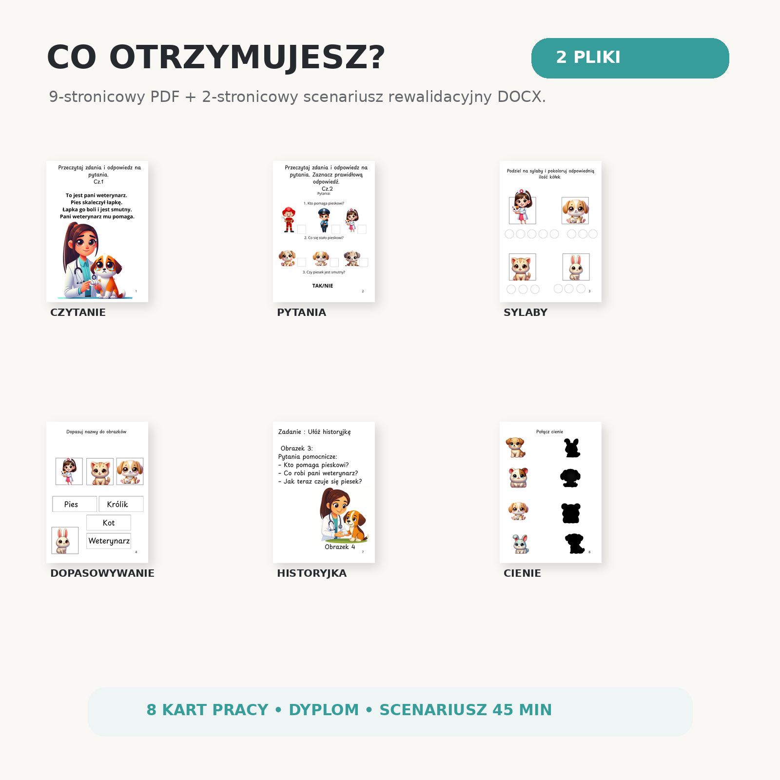 Karty pracy u weterynarza – zawartość zestawu PDF i scenariusza rewalidacyjnego