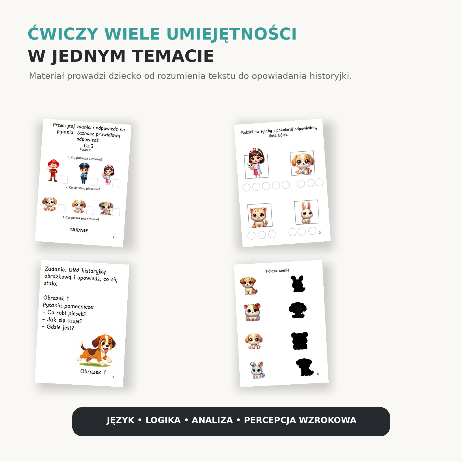Karty pracy u weterynarza – czytanie, sylaby, dopasowywanie i percepcja wzrokowa
