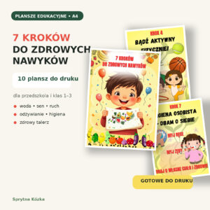 Zdrowe nawyki dla dzieci – 10 plansz edukacyjnych A4