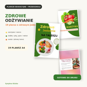 Zdrowe odżywianie plansze do przedszkola – 19 plansz edukacyjnych A4